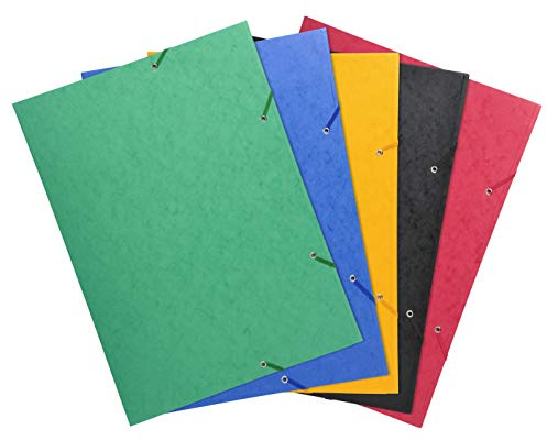 Exacompta 59500E Einschlagmappe DIN A3. Made in Germany. Aus extra starkem Colorspan-Karton mit 3 Innenklappen und 2 Gummizügen Sammelmappe für Büro und Schule 1 Stück Zufallsfarbe