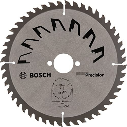 Bosch 1x Lama per Sega Circolare Precison (per Legno, Ø 190 x 2.5/1.5 x 30 mm, 48 Denti, ATB, Accessori Seghe Circolari)
