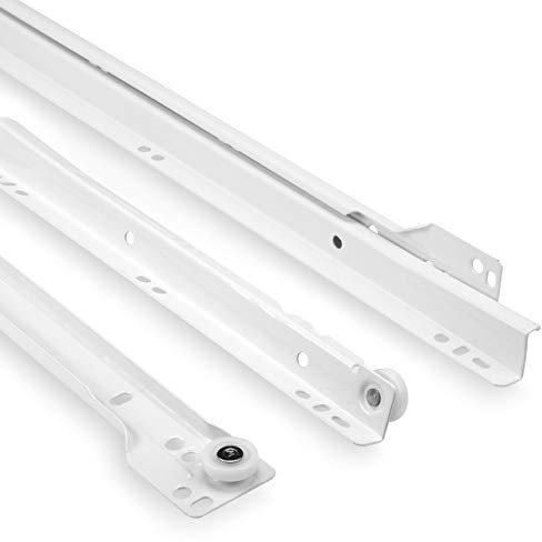 1 Paar (R+L) SO-TECH® TAW-01 Teilauszug Schubladenauszug Rollenführung 550 mm weiß