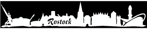 Samunshi® Aufkleber Rostock Skyline Autoaufkleber 20 x 3,6cm weiß