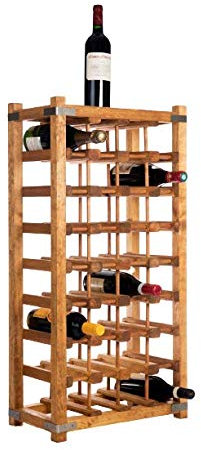 CGB Giftware New Real Wooden Rustic Wine Rack/Cabinet, 32 Bottles with Table Top, Kitchen/Bar