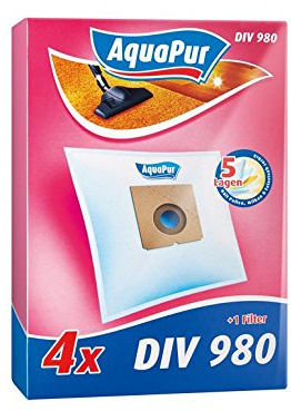 Aquapur Staubsaugerbeutel - 4 Tüten + 1 Filter (DIV 980)