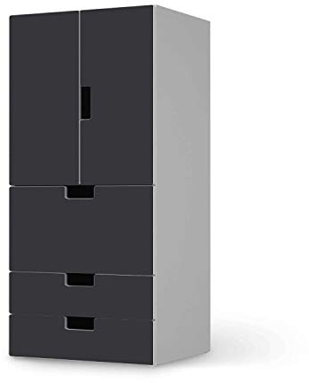 Möbel-Folie für Kinder - passend für IKEA Stuva kombiniert - 3 Schubladen und 2 kleine Türen I Tolle Möbeldekoration für Baby-Zimmer Deko I Design: Grau Dark