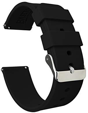 Silikon Schnellverschluß.- Wählen Sie Farbe & Breite (16mm, 18mm, 20mm or 22mm) Schwarz 22mm Uhren Armband