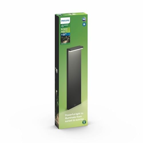 Philips Bustan LED Outdoor Wegeleuchte (40 W), wetterfeste Gartenbeleuchtung mit warmweißem Licht, energiesparende LED Beleuchtung, anthrazit