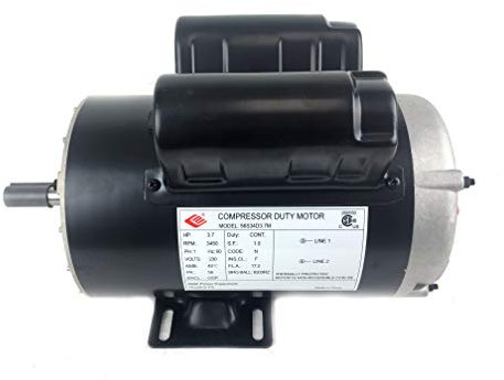 3.7 HP 3450 RPM, 56 Frame, 230V, 17.2Amp, 5/8 Shaft, Single Phase NEMA Air Compressor Motor - EM-04
