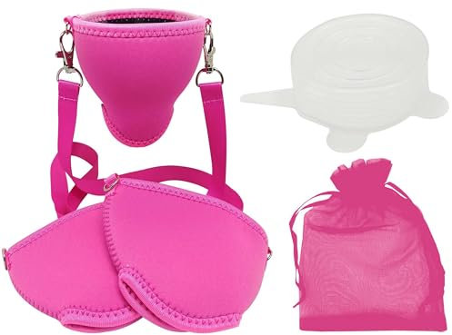 WineHolder Eff Em Concept Weinglashalter mit Halstrageband & Beutel, Wein-Gadget für Weinwanderung, Weinfest, Party, Event, JGA – sicher & freihändig Wein genießen (Pink 3er Set)