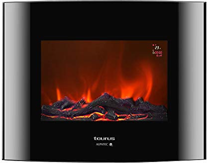 Taurus Toronto P-Chimenea eléctrica de 2000W. 2 Posiciones de Calor. 5 intensidades de Llama. Programable. Selección Temperatura. Mando a Distancia. Calefacción. Cristal, Multicolor