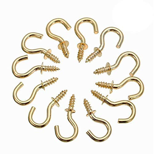Brass Ceiling Hooks Hanging Cup Hooks 50 Pcs (1 inch)