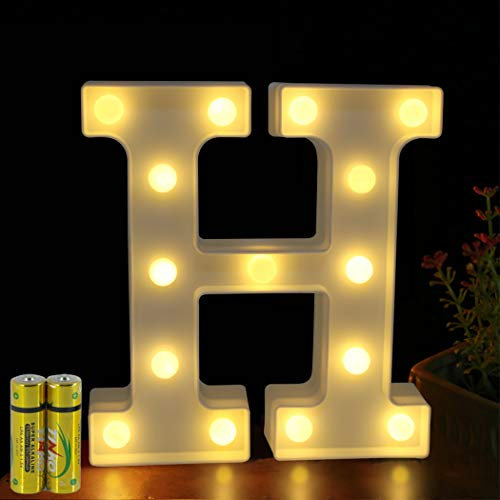 HONPHIER® Buchstaben Lichter Alphabet Lampe LED Brief Beleuchtung Buchstabe Licht Beleuchtete Buchstaben Nachtlichter Dekoration für Geburtstag Party Hochzeit Kinderzimmer (H)