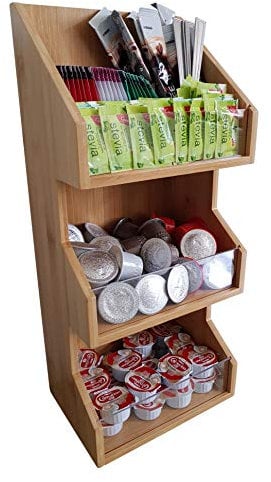 VORSURE Eco-friendly Natural Wooden Bamboo and Perspex 3 Tier Storage Shelves - Tea, Coffee, Condiments, arts, crafts