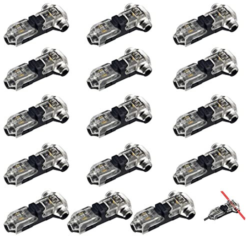 WMYCONGCONG 15 PCS Low Voltage Wire Connector, Quick Solderless Wire Splice Connector T Tap Wire Connectors, No Stripping Speaker Wire Splice, Fit 22-20 AWG Stranded/Solid Electrical Wires,1 Pin 1 Way
