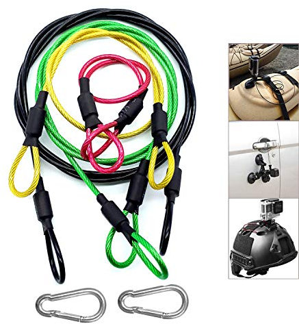 Camera Safety Tether, Stainless Steel Wire Colorful Coating Lanyard with Hook Carabiner Clip for GoPro Hero 7 6 5 4 3 Session DJI Osmo Action and Other Action Camera