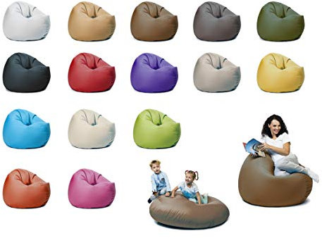 sunnypillow XXL Sitzsack mit Styropor Füllung 125 cm Durchmesser 2-in-1 Funktionen zum Sitzen und Liegen Outdoor & Indoor für Kinder & Erwachsene viele Farben und Größen zur Auswahl Braun