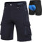 Cycorld MTB Hose-Kurz-Herren-Fahrradhose-Gepolstert, Schnelltrocknende MTB Shorts Radlerhose Atmungsaktiv Radhose Herren Kurz mit Verstellbaren Klettverschlüssen(Schwarz, S)