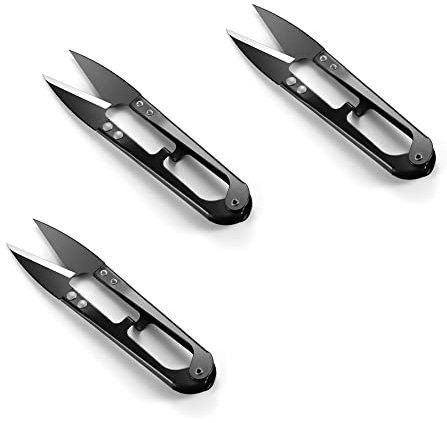 JINJIAN Thread Snips, 3PCS Yarn Sewing Scissors U-Shaped Cross Stitch Cutter for Embroidery, Fabric Cutting, Fishing, Crafting(Colour Random)