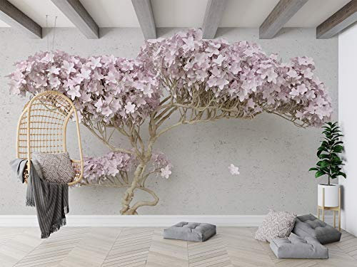 SILK ROAD EU Papier Peint Panoramique 3D Soie, 356 × 250cm, Sakura Rose, Largeur max 7m, pour Salon Chambre restaurant Chambre d’enfants Décoration Murale