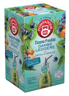 Pompadour 1913 | Tisana Fredda Gambe Leggere | Infuso Freddo Ortica e Mirtillo - 18 Bustine di Tè (45 Gr) | Infusioni Fredde Senza Caffeina