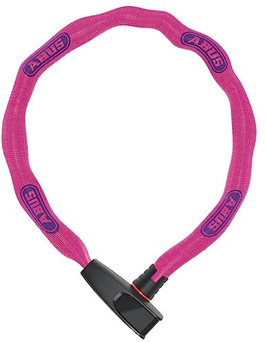 ABUS Kettenschloss Catena 6806K – Leichtes Fahrradschloss aus gehärtetem Stahl mit modischem Textilschlauch – Vierkantkette mit ABUS-Sicherheitslevel 6 – 85 cm – Pink