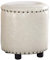 MFLASMF American Retro Round Soft Sofa Hocker Ottoman Rivet Hocker Niedriger PU Leder Fußhocker Gepolsterte Fußstütze Stuhl Wasserdichter Haushalt Massivholz Makeup Hocker, Weiß
