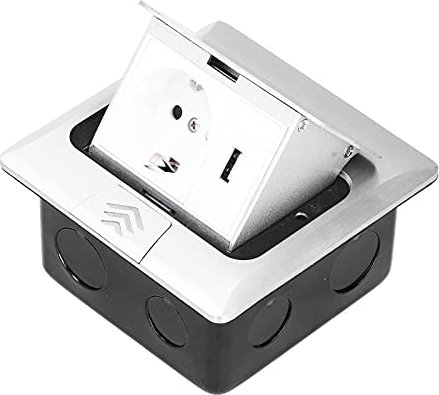 Walfront Presa Elettrica da Pavimento Impermeabile con Connettore USB Argento 250V 16A