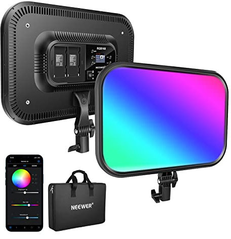 NEEWER RGB168 18,3 60W RGB LED Videoleuchte Panel mit APP Steuerung 360 ° Vollfarbe Dimmbar 2500K~8500K Video Fotolicht CRI/TLCI 97+ mit 17 Spezialszenen Effekt Studio Dauerlicht Fotografie Key Light
