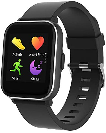 Aiwa SW-100 Smartwatch für Herren und Damen, mit Oximeter (SpO2), 4,9 cm (1,69 Zoll), mit Pulsmesser, Schrittzähler, wasserdicht, IP68 für Android iOS (neu, 2 Gurte), Standard