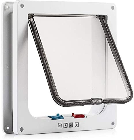 ruichrng Gatera para gatos, gatera para cristal, entrada y salida controlables, apta para gatos y perros de pequeño tamaño (L-medida interior: 19 x 18 x 5,5 cm) (AB123)