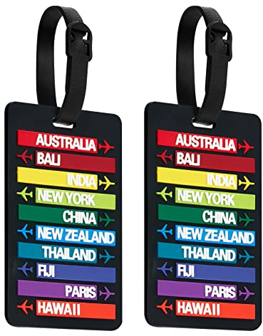 ZOUIQSS Kofferanhänger Zweierpack, Gepäckanhänger Koffer-ID-Etiketten Visitenkartenhalter/Reise-ID-Taschenanhänger (Black City)