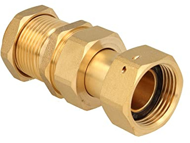 JS Wasserzähler-Verschraubung mit Schiebestück - 1 1/4 Zoll ÜWM x 1 1/4 Zoll AG, Messing blank - JS22053200202
