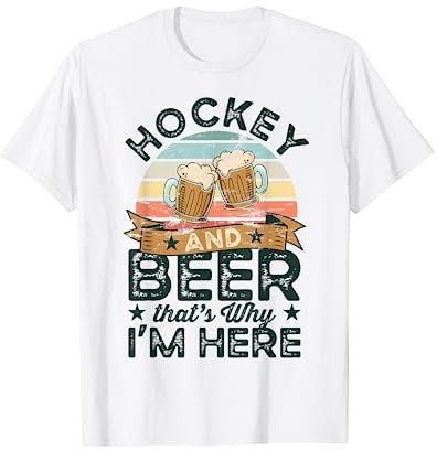 Hockey und Bier darum bin ich hier Lustig T-Shirt