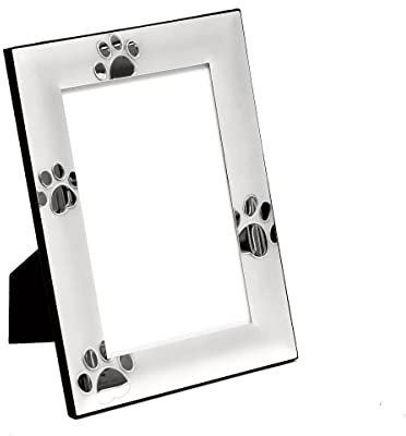 Brillibrum B-Ware Hunde Bilderrahmen Fotorahmen Pfotenabdrücke Haustierrahmen Katzen Tapsen Andenken Fotorahmen Pfotenabdrücke Format 10x15cm Rahmen mit Pfoten Grabstein Gedenken Altar