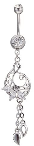 Stfery Bauchnabel Piercing 15MM, Bauchnabelpiercing Chirurgenstahl Wei? Traumfänger mit Zirkonia Schmuck Damen