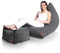 Aiire Pouf Salon avec Repose-Pieds - XXL Fauteuil Rond Poire Moderne avec Repose Pied pour Gamer, Décoration de Chambre Adulte ou Ado - Pouf Géant d'Intérieur avec Tabouret Gris Foncé