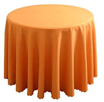 FANIVIN Polyester Tischdecke Tischtuch Tischwäsche Couchtisch Küchentischabdeckung Tafeltuch Rund Einfacher Stil Orange Durchmesser 160CM