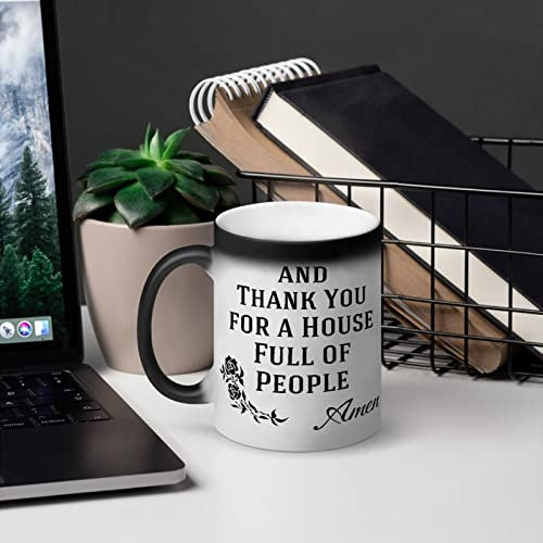 Amen Tasse mit Aufschrift And Thank You for A House Full of People. Keramikbecher, inspirierender Spruch, Wärme offenbaren, Halloween, Weihnachten, Geburtstag, Geschenke 325 ml