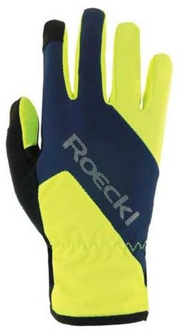 Roeckl Zarasai Kinder Winter Fahrrad Handschuhe lang Fluo gelb/blau 2026: Größe: 4