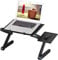 Uten Laptop Stand, Adjustable Folding Desk Riser with Mouse Pad, Ergonomic Laptop Stand, Laptop Holder for Desk Bed Sofa with Fan