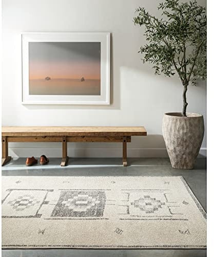 Livabliss x Becki Owens Solana Vintage Rug - Area Rugs for Living Room 120x170 cm, Bedroom - Scandi Neutral Rugs, Traditional Patterned Boho Style, Natural Easy Care Pile - Large Rug, Ivory, Black