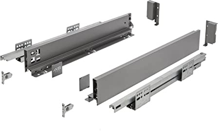 MS Beschläge Push to Open Schubladensystem Anthrazit Unterflurführung Schubkastensystem Vollauszug Schubladenauszug Schubladen-Set (Länge: 450mm, Höhe: 69mm)