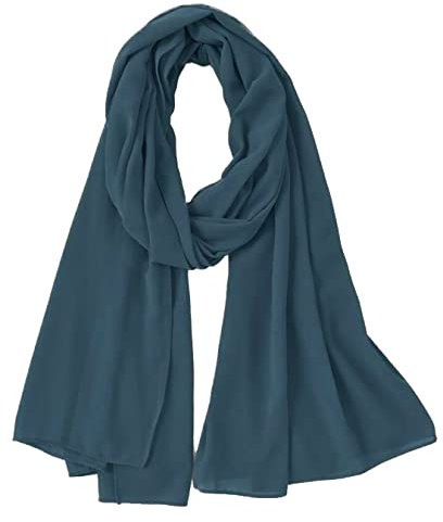 OgLuxe Chiffon-Schal für Damen – atmungsaktiv, weich, seidig, Chiffon-Halstuch, durchscheinender Kopf- und Halswickel, leicht, luftig, Dunkles Türkis, One size