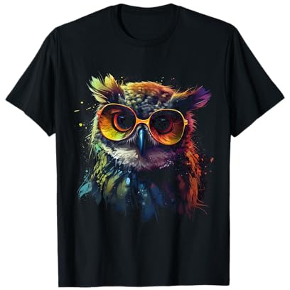 Eule Kunstwerk - Tier Brille Bunt Vogel Kunst Eule T-Shirt