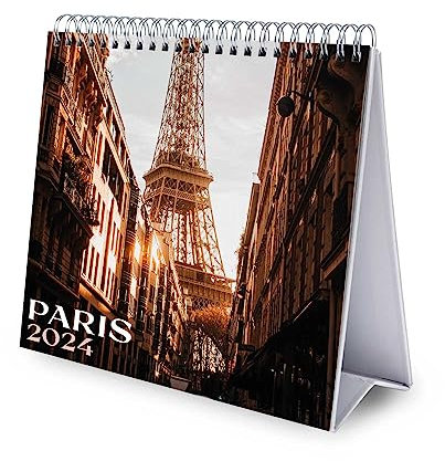 Grupo Erik Kalender 2024 Tischkalender Paris Kalender 2024 Familienplaner Tischkalender 2024 zum Aufstellen 20 x 17 cm Jahreskalender 2024