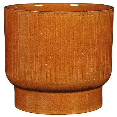 MICA Decorations Pot de Fleur Thiago - 26x26x23 cm - Terre Cuite - Jaune