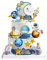 Guoguonb Blau Weltraumplanet Tortendekorationen 1 Groß Mond Happy Birthday Cake Topper und 18 Stück Weltraumthema Cupcake für Weltraum Thema Kuchen Deko Geburtstagsparty Dekoration