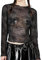 Damen Spider Web Mesh Durchsichtiges Mock Neck Langarm Sheer Durchsichtiges Oberteil T-Shirt Gothic Halloween Streetwear (Black, L)