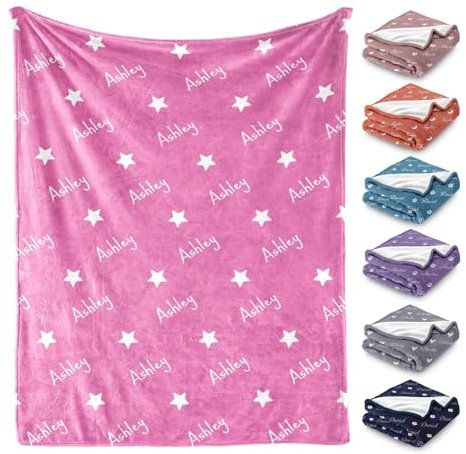gorm Kuscheldecke Personalisiert, Babydecke Mit Namen, Rosa, 100x130cm