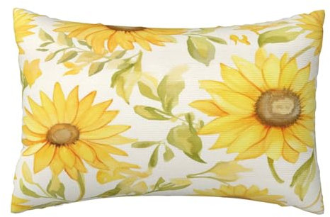 Kissenbezug 30x50cm 2er set Wetterfest Outdoor Kissen Herbst Kissenbezüge, Rechteckig Couch Kissen Sonnenblume Gartendeko Kissenhülle Herbst Outdoorkissen DekoKissen für Patio Balkon Deko Gifts,L174