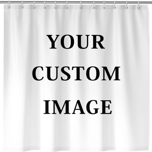 ANHOPE Custom Shower Curtain Waterproof Polyester Fabric Personalised Photo Image Bathroom Curtain Retro Steam Train Engine Bath Curtain Mould & Mildew Resistant Customized Bathtub Set with Hooks