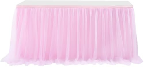 Pmnzdy Tulle Gonna da Tavolo Tutu Gonne Garza da Scrivania in Tulle Decorazione da Tavola tutù Tovaglia da Tavolo per Shower, Matrimonio, Compleanno, Natale, Festa Rosa 183×77cm
